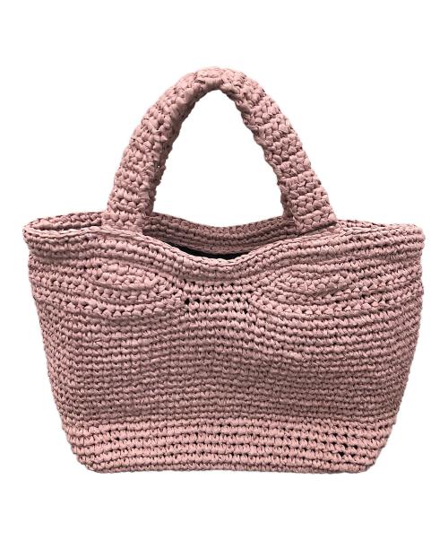 MARY QUANT（マリークヮント）MARY QUANT (マリークヮント) トートバッグ クロッシェラフィアライク ミニトート ピンク サイズ:実寸サイズにてご確認下さい。 未使用品の古着・服飾アイテム