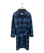 PAUL SMITHポールスミス）の古着「ブロックチェック ステンカラーコート」｜ブルー