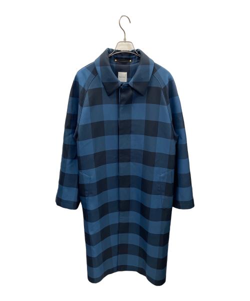 PAUL SMITH（ポールスミス）PAUL SMITH (ポールスミス) ブロックチェック ステンカラーコート ブルー サイズ:Lの古着・服飾アイテム