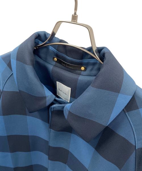 PAUL SMITH（ポールスミス）PAUL SMITH (ポールスミス) ブロックチェック ステンカラーコート ブルー サイズ:Lの古着・服飾アイテム