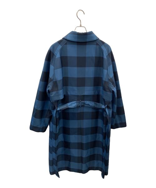 PAUL SMITH（ポールスミス）PAUL SMITH (ポールスミス) ブロックチェック ステンカラーコート ブルー サイズ:Lの古着・服飾アイテム
