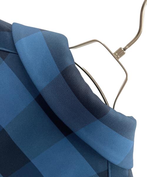 PAUL SMITH（ポールスミス）PAUL SMITH (ポールスミス) ブロックチェック ステンカラーコート ブルー サイズ:Lの古着・服飾アイテム
