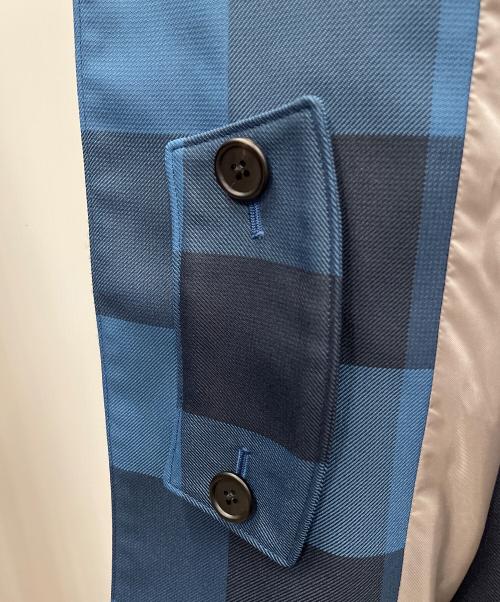 PAUL SMITH（ポールスミス）PAUL SMITH (ポールスミス) ブロックチェック ステンカラーコート ブルー サイズ:Lの古着・服飾アイテム