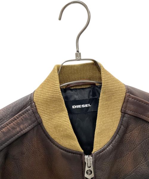 DIESEL（ディーゼル）DIESEL (ディーゼル) レザーブルゾン L-OIUKI JACKET（L-OIUKI ジャケット） ブラウン サイズ:Sの古着・服飾アイテム