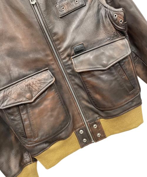 DIESEL（ディーゼル）DIESEL (ディーゼル) レザーブルゾン L-OIUKI JACKET（L-OIUKI ジャケット） ブラウン サイズ:Sの古着・服飾アイテム