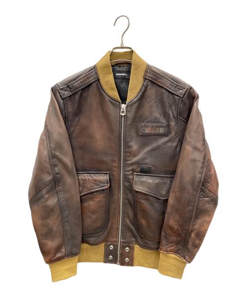 DIESEL（ディーゼル）DIESEL (ディーゼル) レザーブルゾン L-OIUKI JACKET（L-OIUKI ジャケット） ブラウン サイズ:Sの古着・服飾アイテム