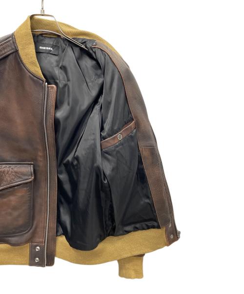 DIESEL（ディーゼル）DIESEL (ディーゼル) レザーブルゾン L-OIUKI JACKET（L-OIUKI ジャケット） ブラウン サイズ:Sの古着・服飾アイテム