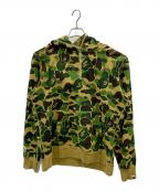 A BATHING APEアベイシングエイプ）の古着「ハーフジップパーカー ABC Camo Shark Half Zip Hoodie（ABCカモ シャーク ハーフジップ パーカー）」｜グリーン