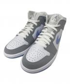 NIKEナイキ）の古着「ミッドカットスニーカー Women's Air Jordan 1 Mid "Wolf Grey"ウィメンズ エアジョーダン1 ミッド "ウルフグレー"）」｜グレー×ホワイト