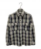 WAREHOUSEウエアハウス）の古着「ネルシャツ FLANNEL SHIRT WITH CHINSTRAP（フランネル シャツ ウィズ チンストラップ）」｜グレー