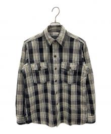 WAREHOUSE（ウエアハウス）の古着「ネルシャツ FLANNEL SHIRT WITH CHINSTRAP（フランネル シャツ ウィズ チンストラップ）」｜グレー