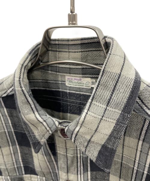 WAREHOUSE（ウエアハウス）WAREHOUSE (ウエアハウス) ネルシャツ FLANNEL SHIRT WITH CHINSTRAP（フランネル シャツ ウィズ チンストラップ） グレー サイズ:38の古着・服飾アイテム