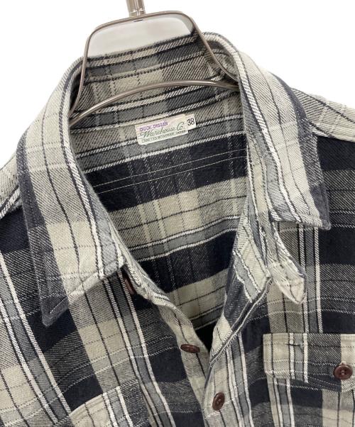 WAREHOUSE（ウエアハウス）WAREHOUSE (ウエアハウス) ネルシャツ FLANNEL SHIRT WITH CHINSTRAP（フランネル シャツ ウィズ チンストラップ） グレー サイズ:38の古着・服飾アイテム