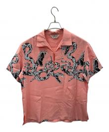 Star OF HOLLYWOOD（スターオブハリウッド）の古着「半袖シャツ HIGH DENSITY RAYON PULLOVER SHIRT “RATTLE SNAKE”（ハイ デンシティ レーヨン プルオーバー シャツ “ラトルスネーク”）」｜ピンク