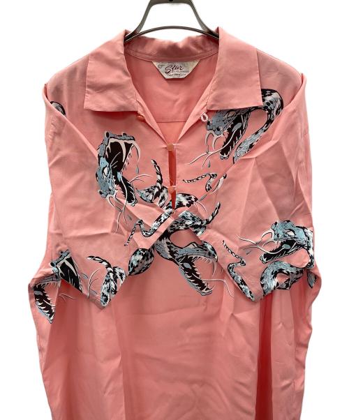 Star OF HOLLYWOOD（スターオブハリウッド）Star OF HOLLYWOOD 半袖シャツ HIGH DENSITY RAYON PULLOVER SHIRT “RATTLE SNAKE”（ハイ デンシティ レーヨン プルオーバー シャツ “ラトルスネーク”） ピンク サイズ:Lの古着・服飾アイテム