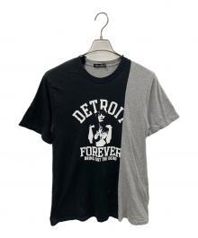 Hysteric Glamour（ヒステリックグラマー）の古着「Tシャツ ヒスガールプリント ドッキングTee」｜ブラック×グレー