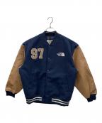 THE NORTH FACEザ ノース フェイス）の古着「スタジャン VARISTY HEAT JACKET（バーシティ ヒート ジャケット）」｜ネイビー×ブラウン