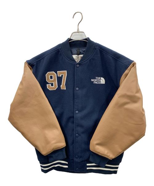 THE NORTH FACE（ザ ノース フェイス）THE NORTH FACE (ザ ノース フェイス) スタジャン VARISTY HEAT JACKET（バーシティ ヒート ジャケット） ネイビー×ブラウン サイズ:M/95 未使用品の古着・服飾アイテム