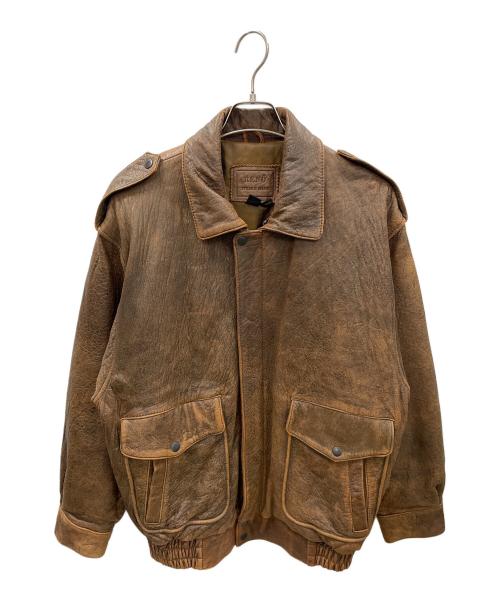 RENO（レノ）RENO (レノ) レザーブルゾン ブラウン サイズ:Lの古着・服飾アイテム