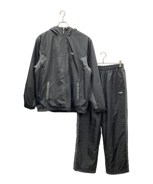 FILA（フィラ）FILA (フィラ) セットアップ ウォームアップスーツ 裏起毛 ブラック×グレー サイズ:Lの古着・服飾アイテム