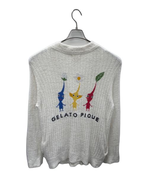 gelato pique（ジェラートピケ）gelato pique (ジェラートピケ) ピクミン (ピクミン) 厚手カーディガン スムーズィーリブカーディガン アイボリー サイズ:Fの古着・服飾アイテム