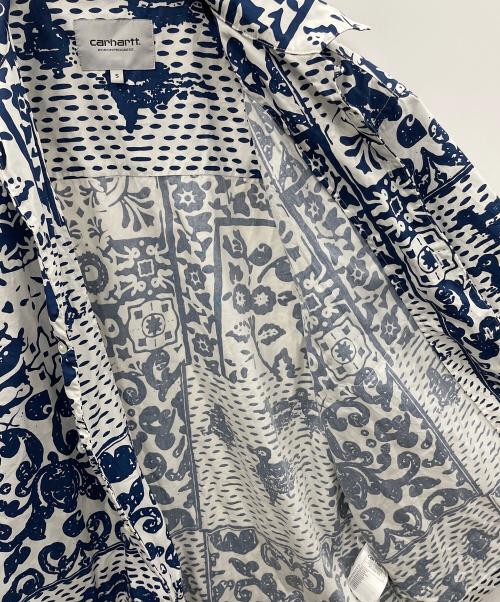 CarHartt（カーハート）CarHartt (カーハート) 半袖シャツ S/S Vestige Shirt（ショートスリーブ ヴェスティッジ シャツ） ブルー×ホワイト サイズ:Sの古着・服飾アイテム