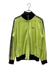 PUMA（プーマ）の古着「ベロアトラックジャケット」｜黄緑×ブラック