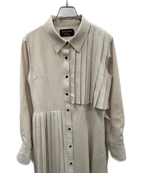 UNITED TOKYO（ユナイテッドトーキョー）UNITED TOKYO (ユナイテッドトーキョー) アシメプリーツシャツワンピース ベージュの古着・服飾アイテム