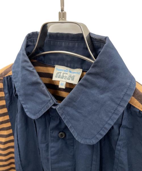 Vivienne Westwood man（ヴィヴィアン ウェストウッド マン）Vivienne Westwood man (ヴィヴィアン ウェストウッド マン) 長袖シャツ ネイビー×カーキ サイズ:46の古着・服飾アイテム
