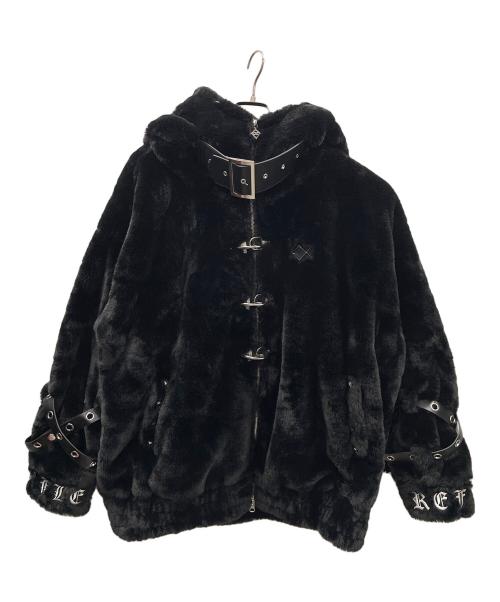 REFLEM（レフレム）REFLEM (レフレム) ベルト付きハイネックファーパーカー ブラック サイズ:Freeの古着・服飾アイテム