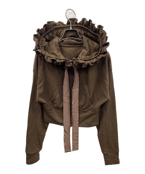 Snidel（スナイデル）Snidel (スナイデル) フリルカットパーカー ブラウン サイズ:Fの古着・服飾アイテム