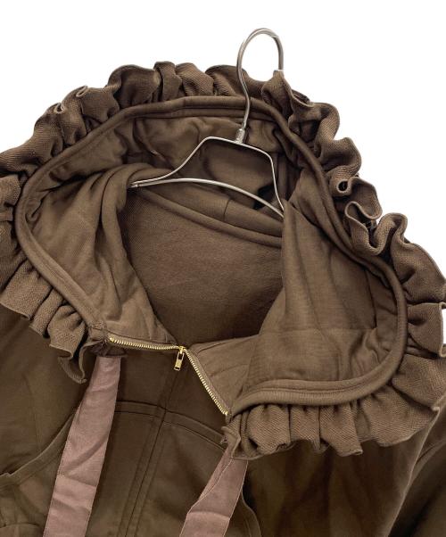 Snidel（スナイデル）Snidel (スナイデル) フリルカットパーカー ブラウン サイズ:Fの古着・服飾アイテム