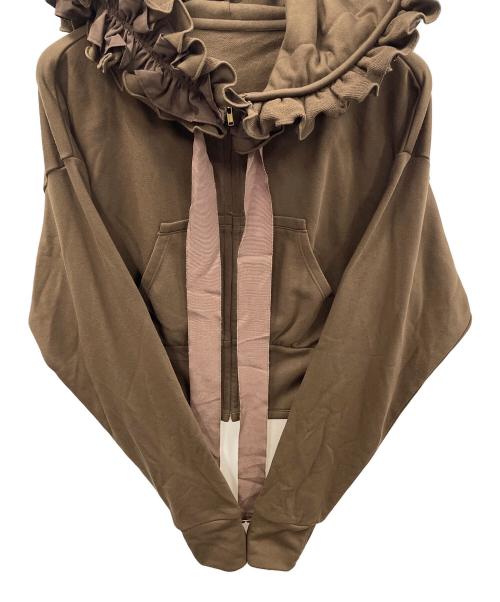 Snidel（スナイデル）Snidel (スナイデル) フリルカットパーカー ブラウン サイズ:Fの古着・服飾アイテム