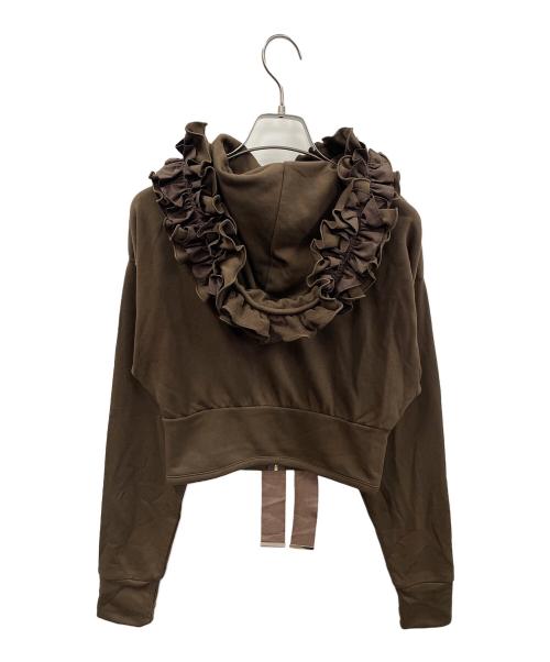 Snidel（スナイデル）Snidel (スナイデル) フリルカットパーカー ブラウン サイズ:Fの古着・服飾アイテム