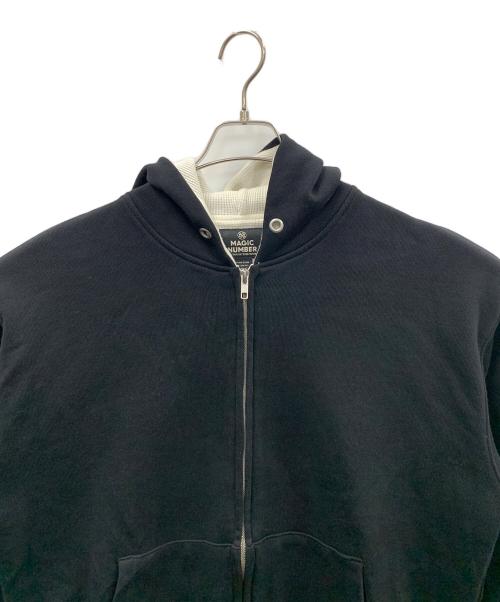 MAGIC NUMBER（マジックナンバー）MAGIC NUMBER (マジックナンバー) ジップパーカー 裏地サーマル ブラック サイズ:Mの古着・服飾アイテム