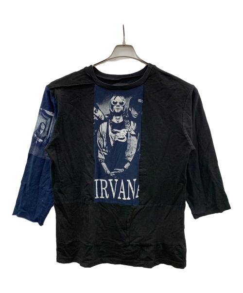 WEYEP（ウィエップ）WEYEP (ウィエップ) ロングスリーブカットソー Front And Right Sleeve Rocktee（フロント アンド ライト スリーブ ロックティー） ブラック サイズ:Lの古着・服飾アイテム