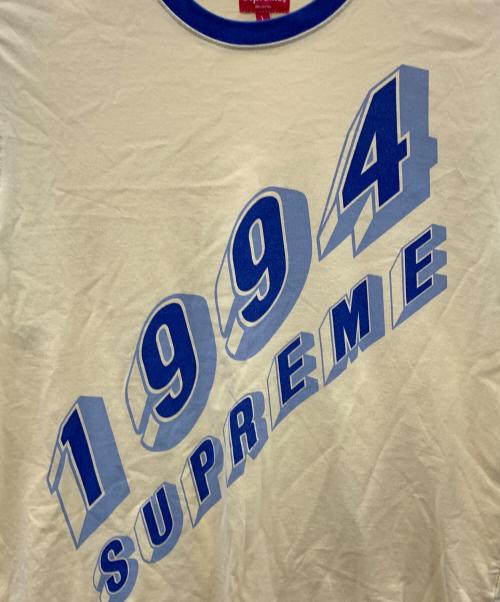 SUPREME（シュプリーム）Supreme (シュプリーム) Tシャツ 20SS Bevel Text Ringer Tee（ベベル テキスト リンガー ティー） ブルー×クリーム サイズ:Lの古着・服飾アイテム