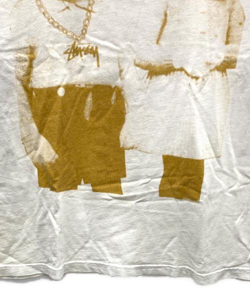 stussy（ステューシー）stussy (ステューシー) ラグランTシャツ KIDS PHOTO TEE（キッズ フォト ティー） マスタード×ホワイト サイズ:Lの古着・服飾アイテム