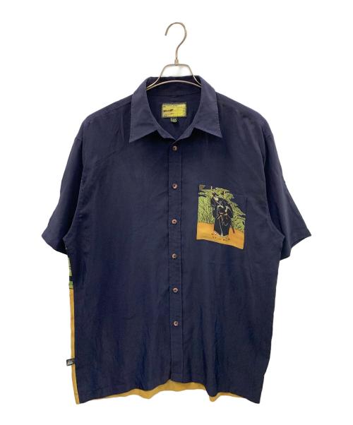 FIRST DOWN（ファーストダウン）FIRST DOWN (ファーストダウン) アロハシャツ ネイビー×グリーン サイズ:L/Gの古着・服飾アイテム