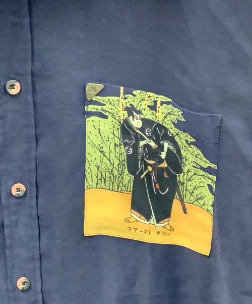 FIRST DOWN（ファーストダウン）FIRST DOWN (ファーストダウン) アロハシャツ ネイビー×グリーン サイズ:L/Gの古着・服飾アイテム