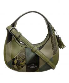 COACH（コーチ）の古着「2WAYバッグ ショルダーバッグ ハンドバッグ Carmen Mini Crossbody Bag With Patchwork（カルメン ミニ クロスボディ バッグ ウィズ パッチワーク）」｜オリーブ