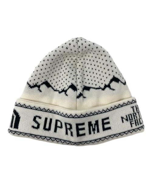 THE NORTH FACE（ザ ノース フェイス）THE NORTH FACE (ザ ノース フェイス) SUPREME (シュプリーム) ニット帽 ビーニー アイボリー×ブラック サイズ:FREEの古着・服飾アイテム
