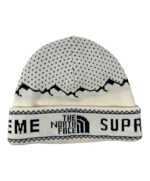 THE NORTH FACE（ザ ノース フェイス）THE NORTH FACE (ザ ノース フェイス) SUPREME (シュプリーム) ニット帽 ビーニー アイボリー×ブラック サイズ:FREEの古着・服飾アイテム