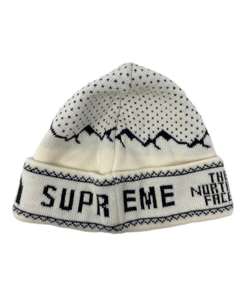THE NORTH FACE（ザ ノース フェイス）THE NORTH FACE (ザ ノース フェイス) SUPREME (シュプリーム) ニット帽 ビーニー アイボリー×ブラック サイズ:FREEの古着・服飾アイテム