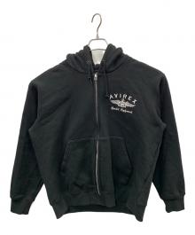 AVIREX（アヴィレックス）の古着「ジップパーカー VARSITY LOGO SWEAT ZIP UP PARKA（バーシティ ロゴ スウェット ジップ アップ パーカー）」｜ブラック
