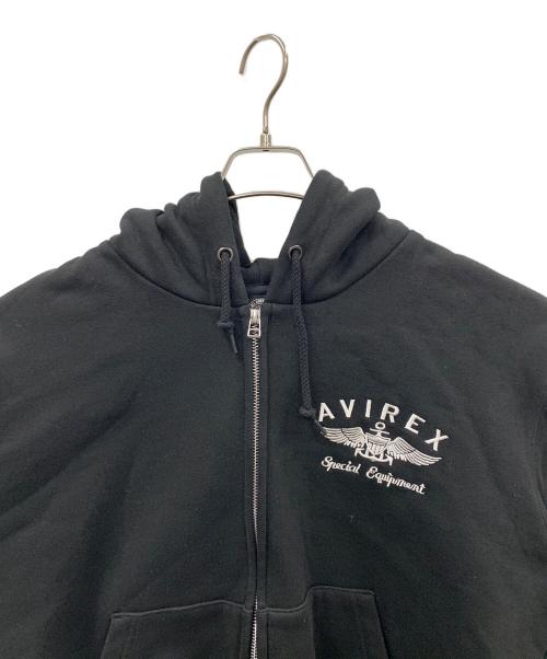 AVIREX（アヴィレックス）AVIREX (アヴィレックス) ジップパーカー VARSITY LOGO SWEAT ZIP UP PARKA（バーシティ ロゴ スウェット ジップ アップ パーカー） ブラック サイズ:実寸サイズにてご家訓ください。の古着・服飾アイテム
