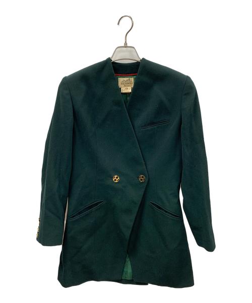 HERMES（エルメス）HERMES (エルメス) ダブルジャケット グリーン サイズ:38の古着・服飾アイテム