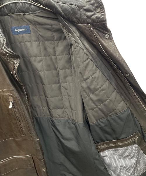 zegna sport（ゼニアスポーツ）zegna sport (ゼニアスポーツ) レザージャケット ブラウン サイズ:XLの古着・服飾アイテム