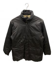Eddie Bauer（エディーバウアー）の古着「レザーダウンジャケット」｜ダークブラウン