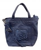 maison kitsuneメゾンキツネ）の古着「2WAYバッグ ショルダーバッグ トートバッグ FOX HEAD SMALL TOTE（フォックス ヘッド スモール トート）」｜ネイビー
